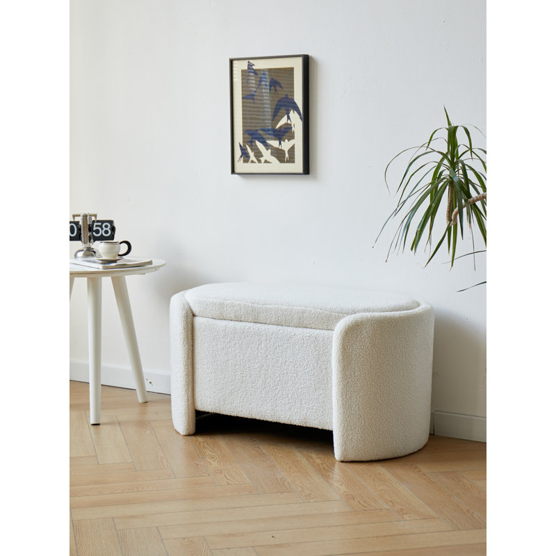 Treva White Bouclé Storage Bench