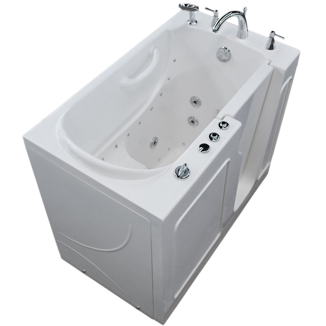 Prairie 45.75'' x 26'' Walk-in Fiberglass Bathtub with Faucet Therapeutic Tubs