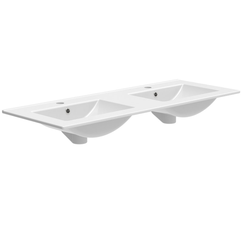 Lavabo de meuble-lavabo double 48 po avec 2 trous simples