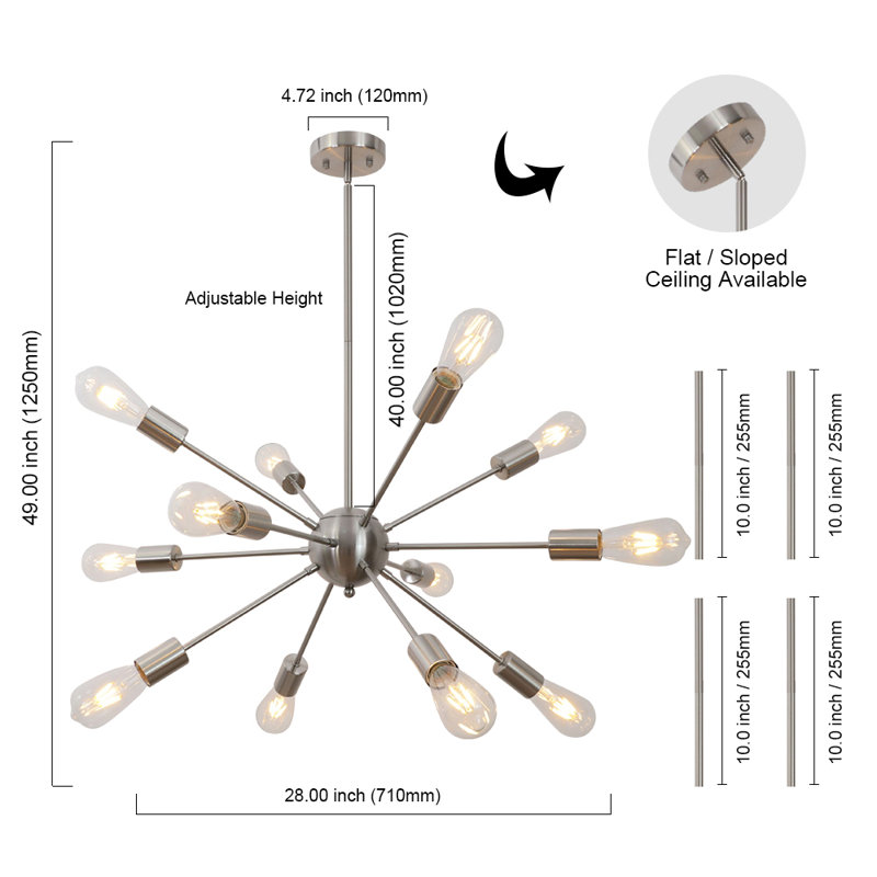 Lustre sphérique Spoutnik à 12 lumières Freels