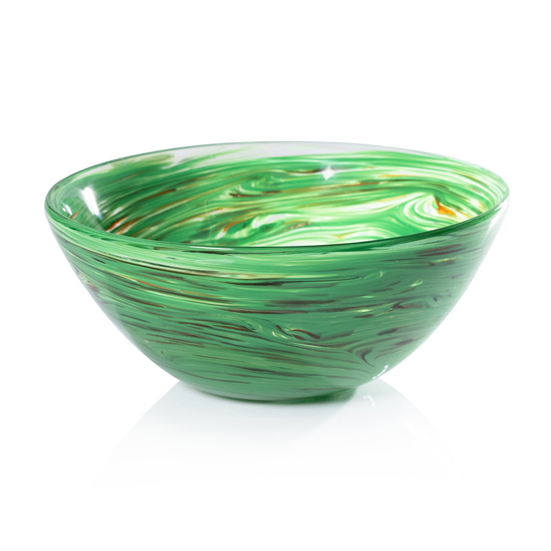 Bol de service en verre Delphine, 12", Multicolore-vert