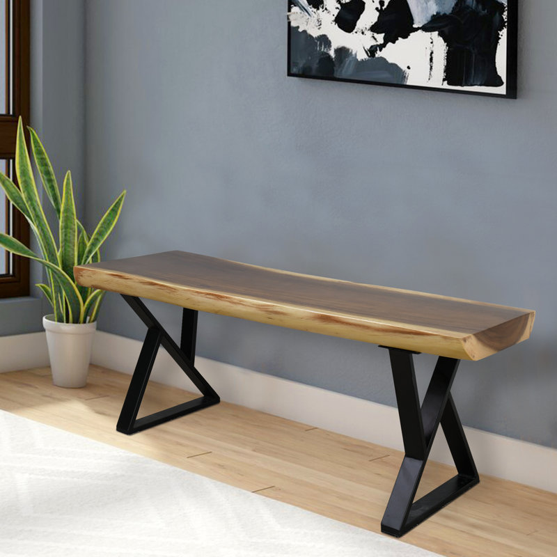 Solid Wood Bench, 45.7cm H x 119.4cm W x 33cm D