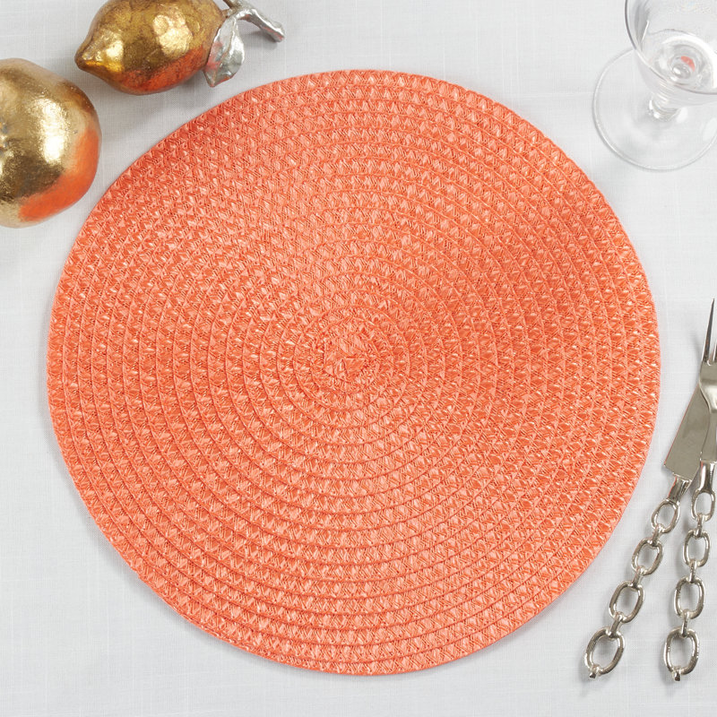 Fall Fabric Pom Pom Round Placemats, Set of 4