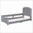 Twin Size Velvet Upholstered Daybed with Classic Stripe Headboard - Gray Pine Wood Frame, No Box Spring Needed-618348858