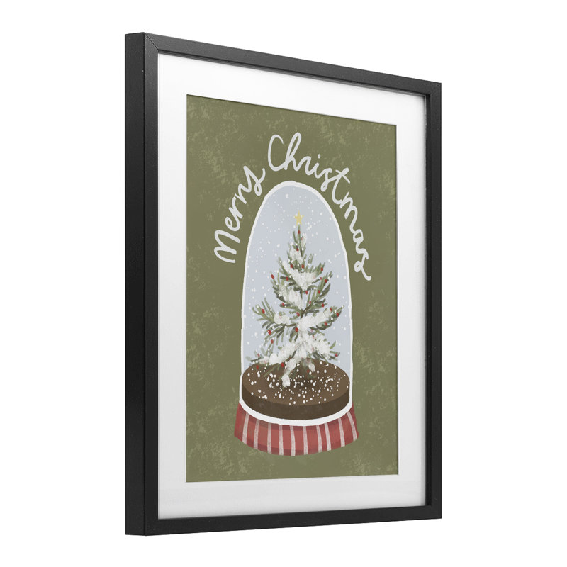Merry Christmas Snow Globe, reproduction encadrée sous verre, conception de Sadie Harper, H 16 po x l 13 po