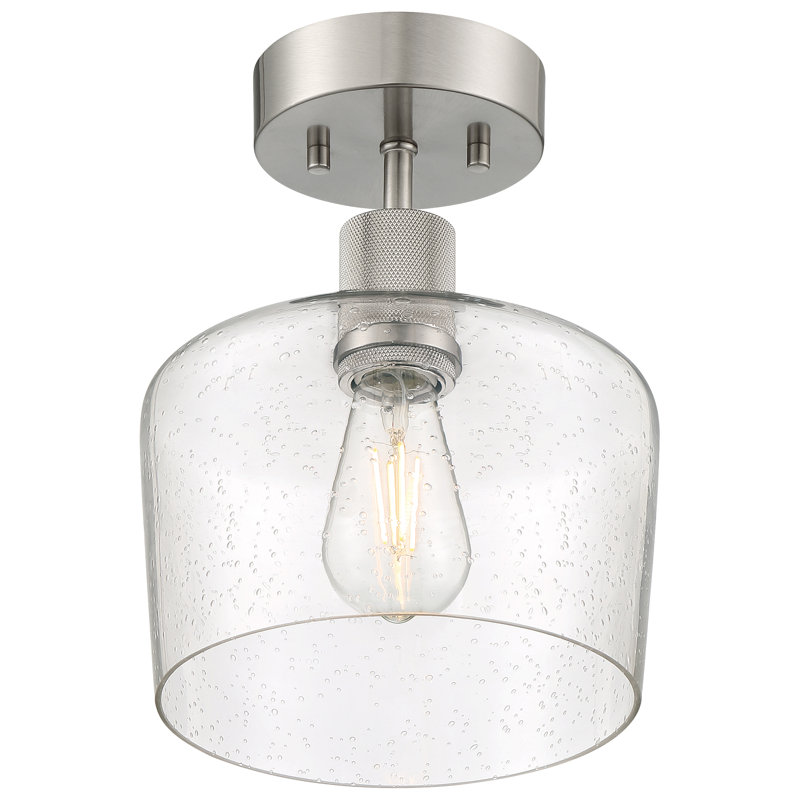 Southglenn Glass Semi Flush Mount, Brushed Steel