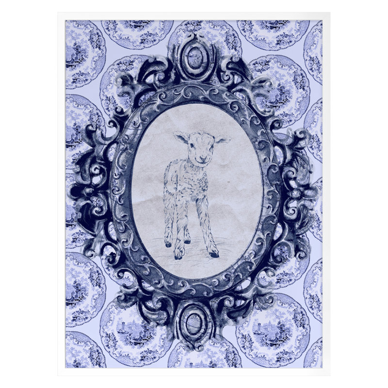 Toile Lamb Print by THE Studio, White Framed, 36" H x 27" W