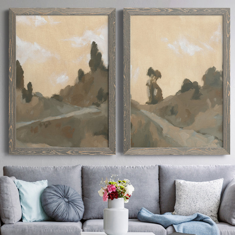 Toile encadrée haut de gamme Hillside, H 20 po x l 34 po x P 1,5 po, Toile avec cadre gris