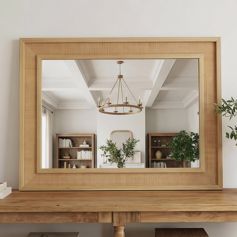 Miroir décoratif rectangulaire, 30 po x 20 po, Bois naturel
