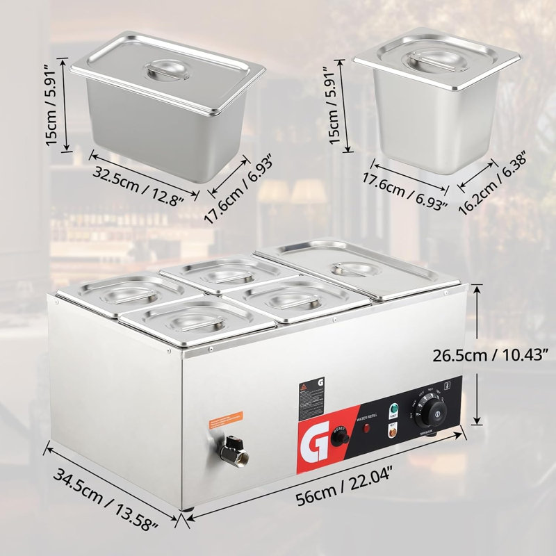 Réchaud commercial 6,3 pte x 1 et 2,6 pte x 4 - Contrôle précis de la température