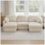 Canapé surdimensionné en U de 105 po en chenille, canapé à assise profonde avec repose-pieds mobile, coussins ronds et coussins de dossier matelassés exquis, pieds à structure encastrée, assemblage facile, convient au salon, beige crème-239152619-239152621