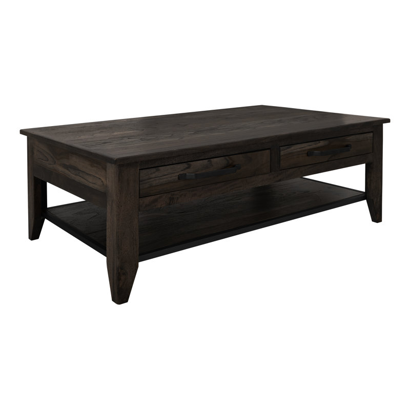 Table basse 4 tiroirs, 1 tablette, Noir