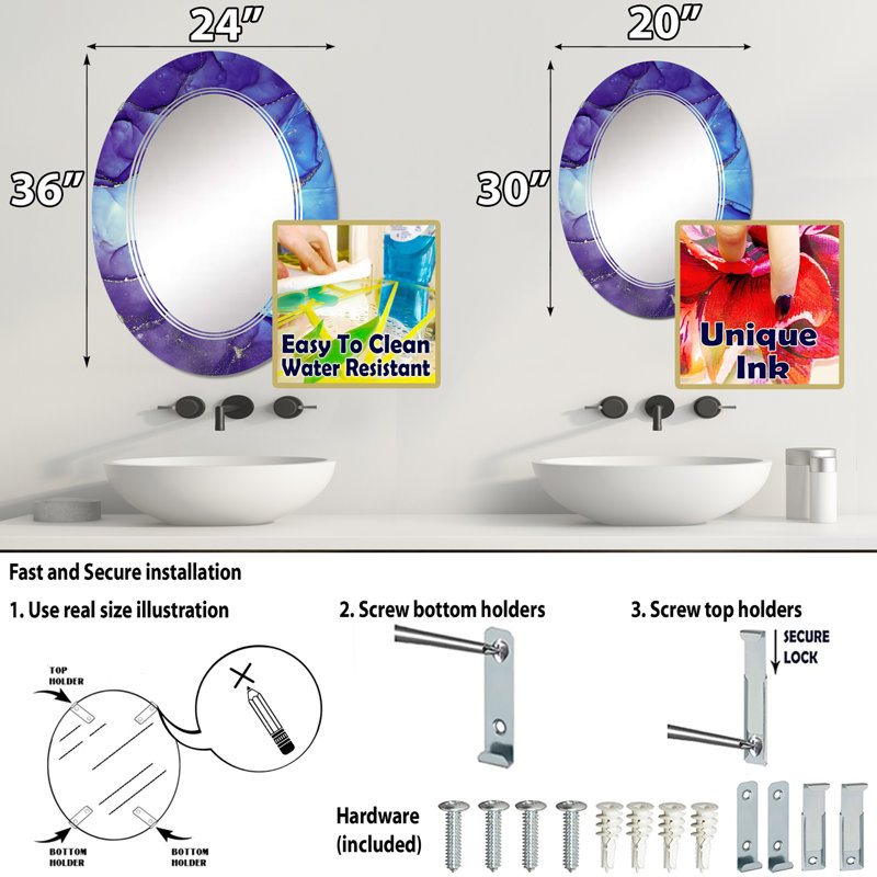 Miroir de salle de bain sans cadre, 30 po x 20 po