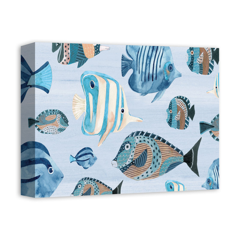 Aquarelle de poisson sur toile, H 11 po x l 14 po x P 1,25 po