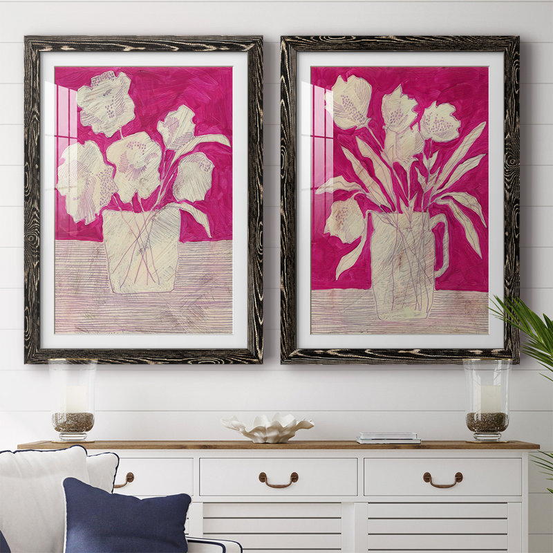 Fuchsia Arrangement I-Premium, reproduction encadrée - prête à être accrochée, Noir, H 31,5 po x l 88 po x P 1,5 po