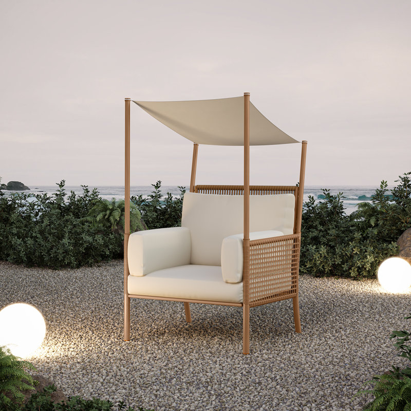 Chaise longue d'extérieur en osier Basri