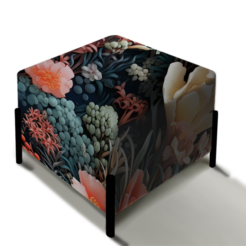 Oceanic Gardens Tropical Pattern - Tropical Square Ottoman