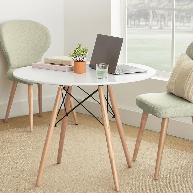 Table de salle à manger Philean, H 28,7 po x L 39,3 po x l 39,3 po, Blanc
