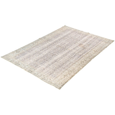 Tapis décoratif en laine gris foncé de conception unique 6 pi x 9 pi 5 po noué à la main