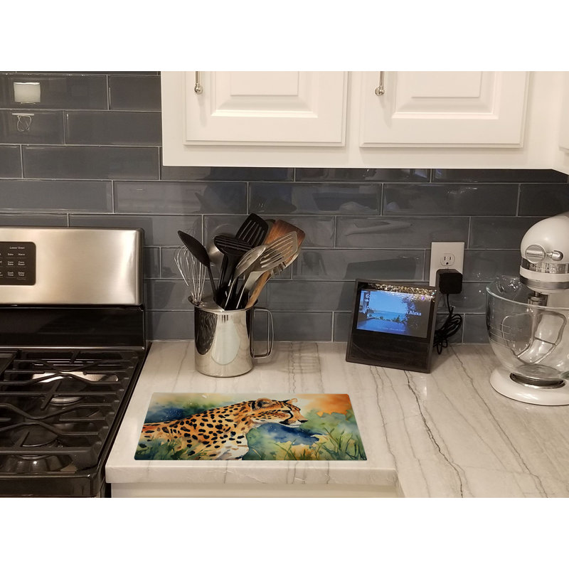 Cheetah Glass Cutting Board Large