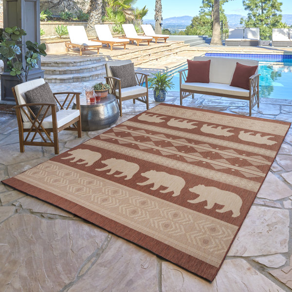 Gertmenian Paseo Orin Terra Red/Ivory Rustic Bear Indoor/Outdoor ...