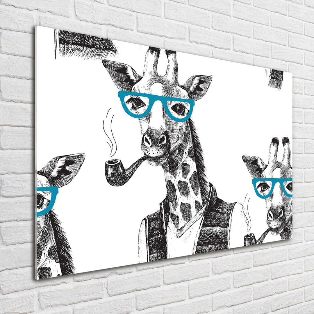 Glasbild Giraffe With Glasses