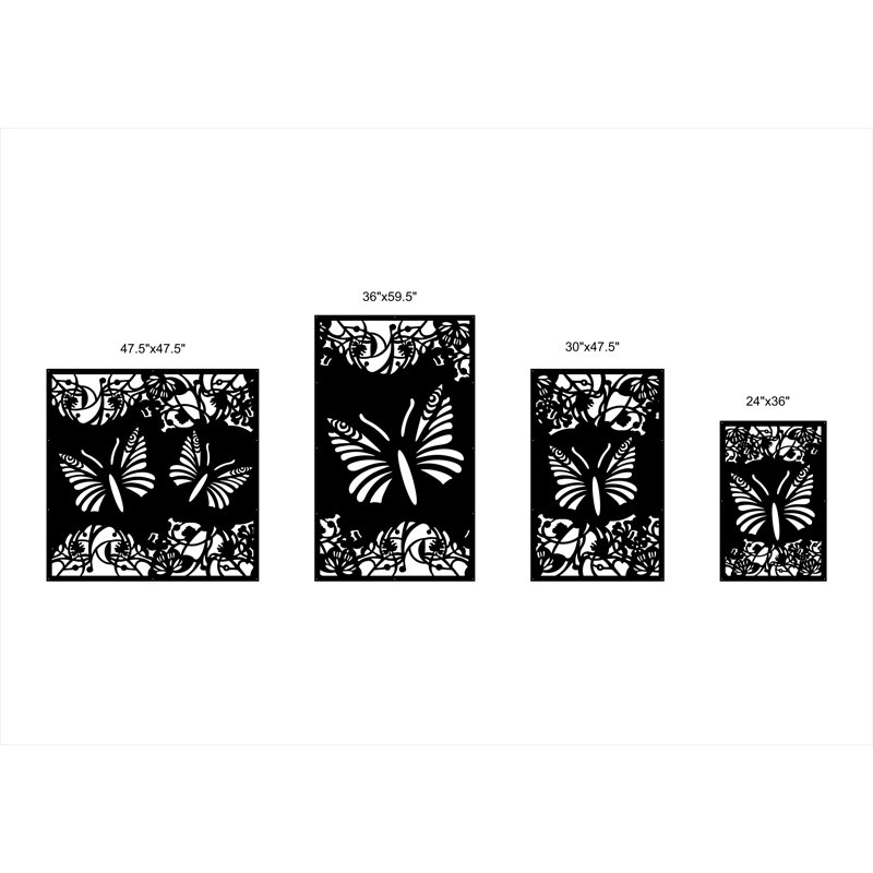 Butterfly Ornament Aluminum Laser-Cut Privacy Screen Panel  – Powder-Coated Outdoor Metal Wall Art, Decorative Garden Fence Privacy Divider