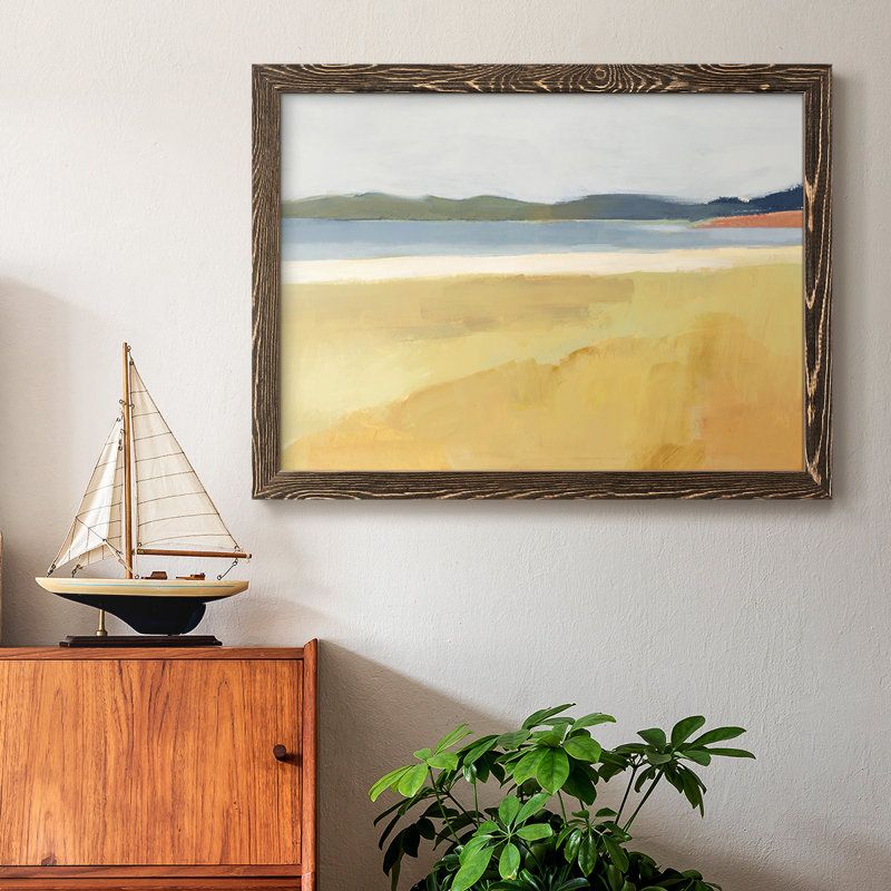 Ochre bord de mer II - Toile tendue avec châssis rustique, H 22 po x l 32 po x P 1,5 po, Noyer