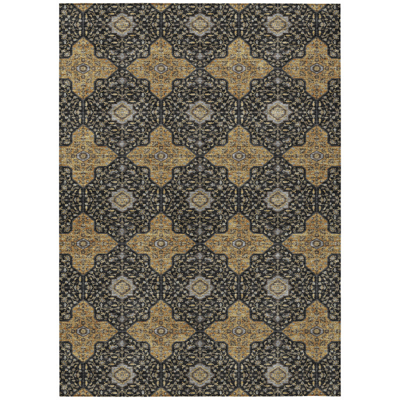 Machine Washable Indoor/Outdoor Lanphear ACN2410 Global Rug, Rectangle 10' x 14'