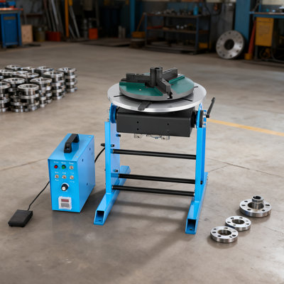 Rotary Welding Positioner, 441 lbs Load Capacity, -45° to 90° Tilt Angle Welding Positioner Turntable Table, 0.5-5 RPM Speed Control, Electric and Foot Pedal, for Cutting, Grinding, Assembly