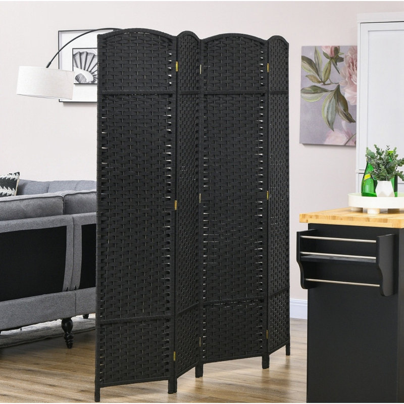 5.6' Tall 4-Panel Folding Room Divider - Freestanding Privacy Screen for Home Office, Bedroom & Living Room