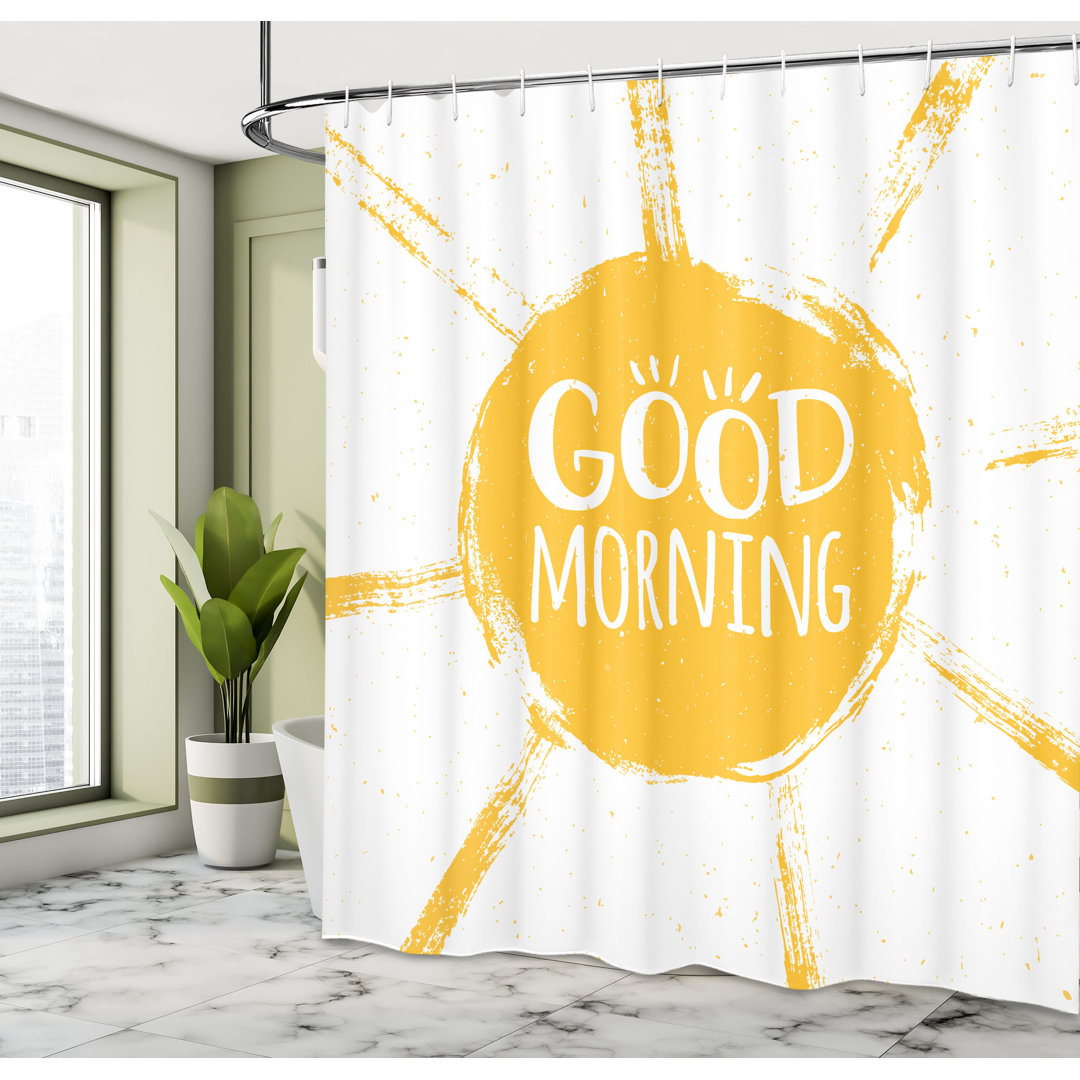 East Urban Home Saying Shower Curtain Summer Vibes Earth Yellow and White East Urban Home 