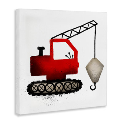 Red Construction Vehicle Canvas Wall Art by Elizabeth Medley