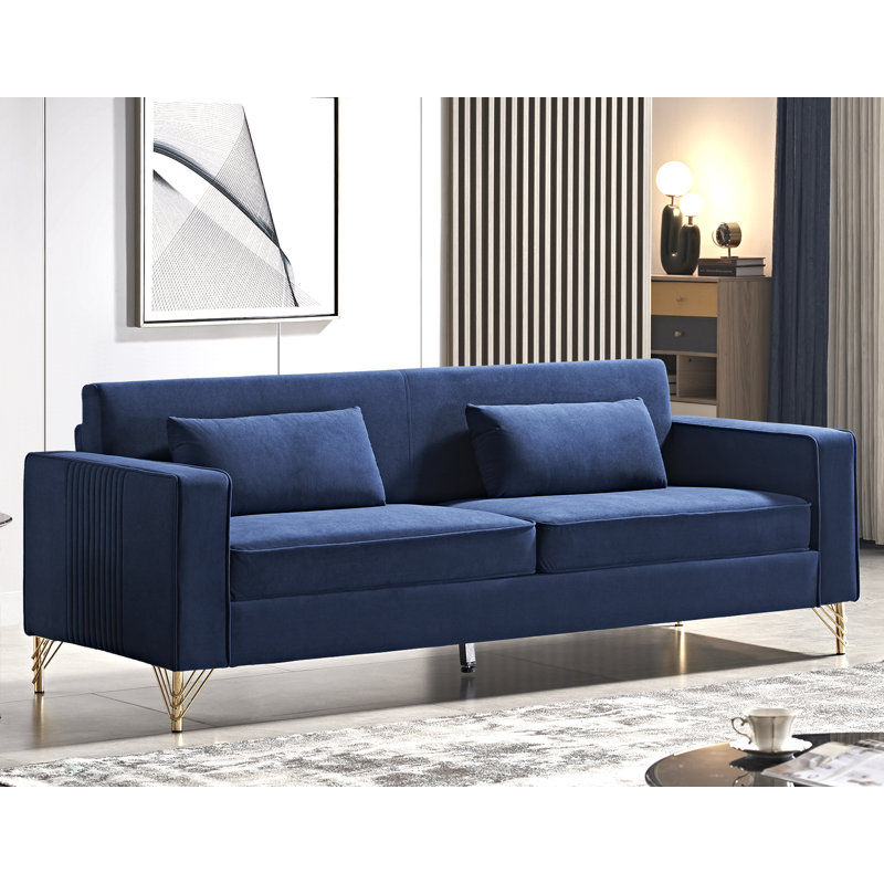 Canapé en velours de 85,8 po Nathally, Velours bleu