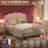 Velvet Upholstered LED Bed With 2 Nightstands Set, USB/Type-C Charging Station, Adjustable Headboard, No Box Spring Needed-1731679339-1731679337