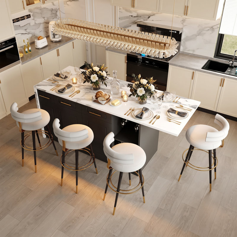 Îlot de cuisine moderne de 180 cm de large avec tiroirs de rangement et casier à vin, meuble bar de cuisine ouvert avec coin repas
