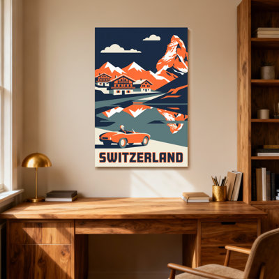 Paysages pittoresques et urbains, montagne, lac, chalet, voiture, reflet, ciel