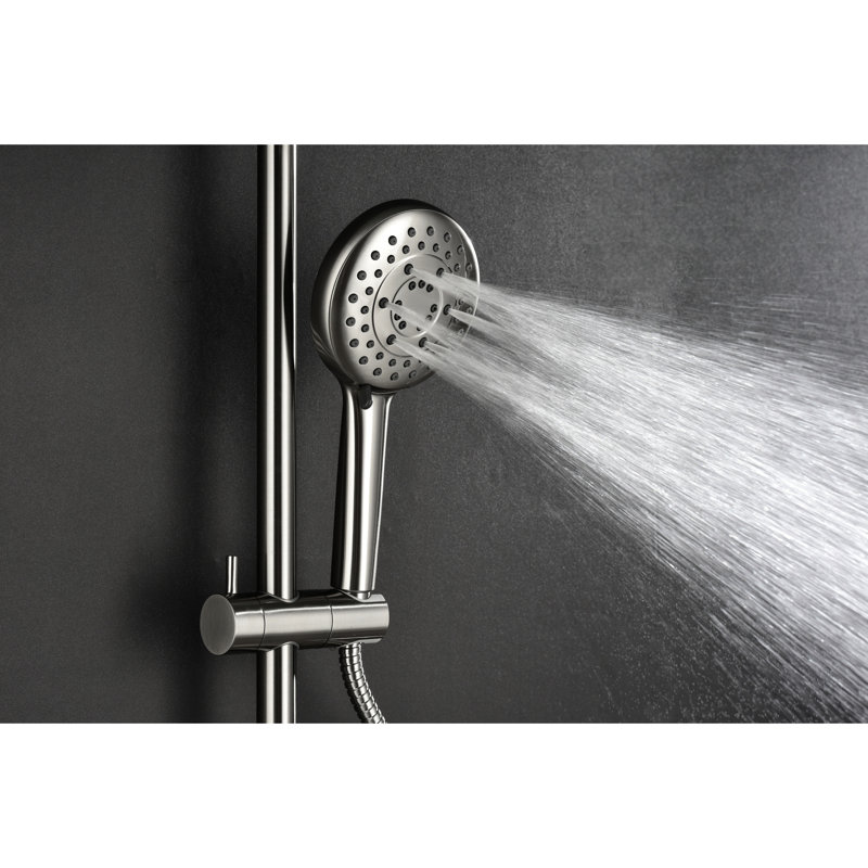 Brushed Nickel System With 10" Simulated Rain Showerhead, 4 Hand Shower, Adjustable Slide Bar And Soap Dish For Bathroom Use Shower Compilation Incorporating In