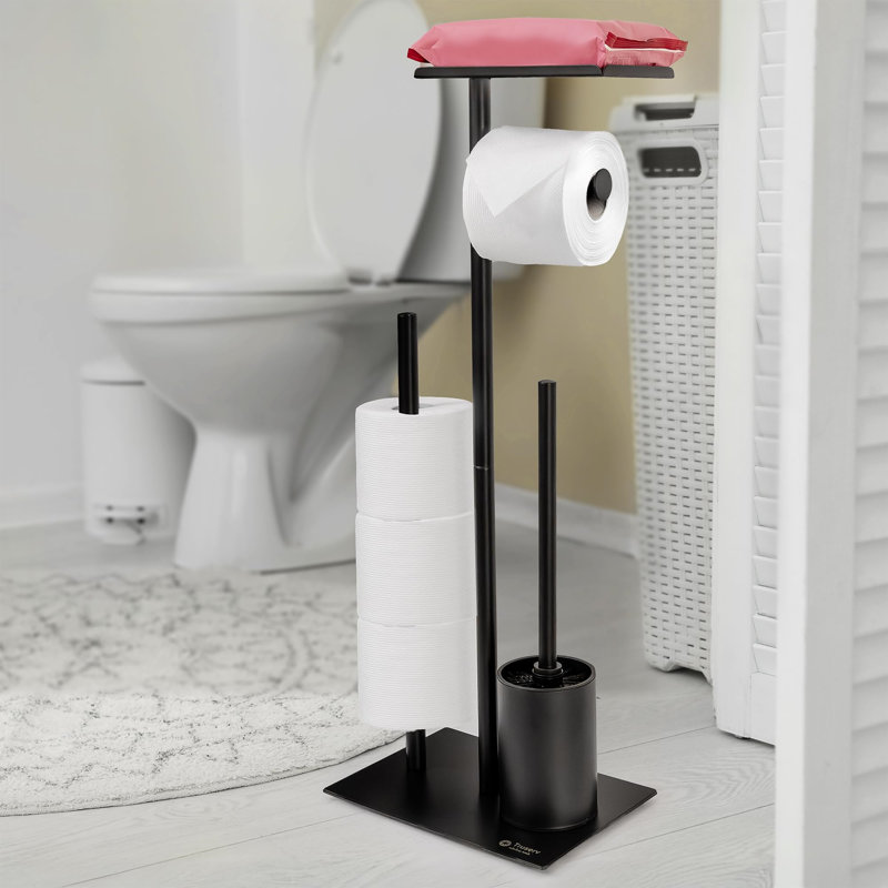 Free Standing Toilet Paper Holder, Matte Black