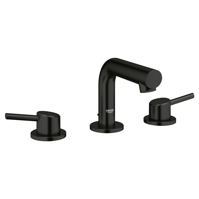 Robinet de salle de bain espacé à arc moyen Concetto ™ avec bonde, Noir mat