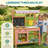 Kids Mud Kitchen with Canopy, Wooden Outdoor Play Kitchen with Planter Box, Chalkboard, Sink, Stoves, Storage, Kitchenware & Garden Tools, Pretend Play Outdoor Toys Gifts for Age 3-6, Pink
