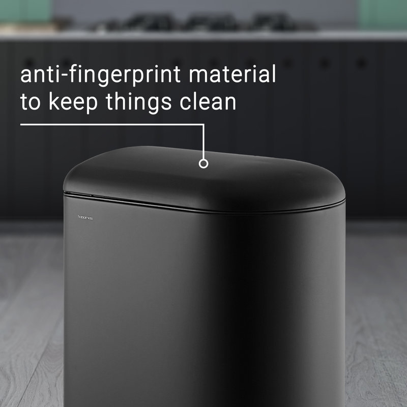 Black Stainless Steel Fingerprint Resistant Step-Open Trash Can
