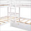 Lit superposé simple en forme de L simple avec tiroirs, structure en bois de pin massif, aucun sommier nécessaire, finition grise pour les chambres d'amis Soirées pyjama