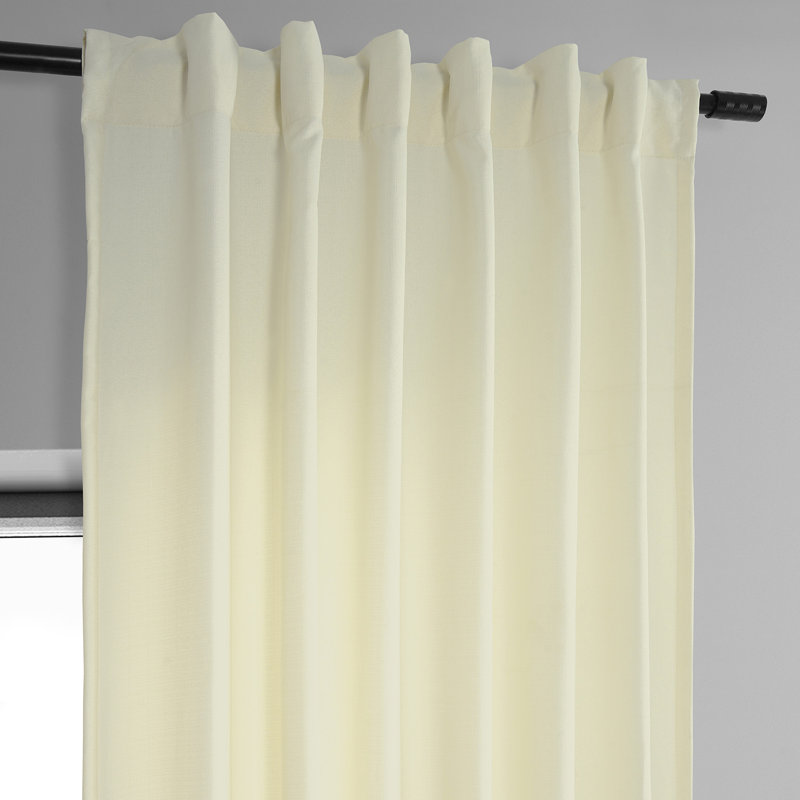 Chittick Dobby Linen Light Filtering Curtains - Single Panel Drapes (1 Panel), 50" W x 108" L, Ivory