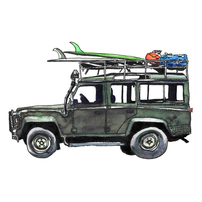 Surf Jeep - peinture sur toile tendue, H 8 po x l 12 po x P 1,25 po