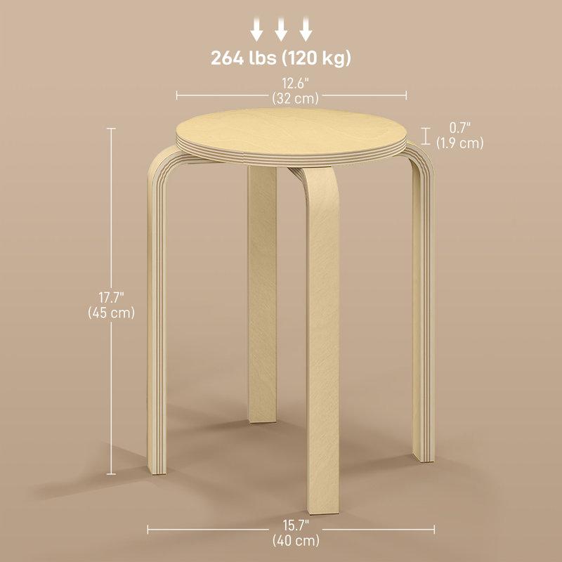 Stackable Stools Set of 6, 18-Inch Round Backless Stools for Kitchen