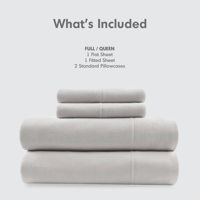 Cotton Blend Jersey Knit All Season Sheet Set, Queen Sheet Set, Gray