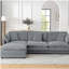 Ensemble de canapé moderne en forme de L avec repose-pieds, canapé convertible 4 places de très grande taille, tissu gris-1792720337