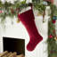 Chaussette de Noël classique en velours rouge grenat fait à la main - 20 po