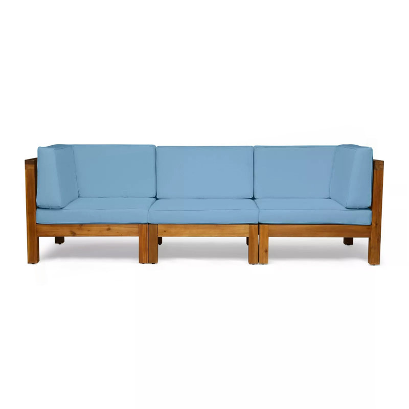 Ensemble de canapé modulaire d'extérieur à 3 places Patio, Bleu